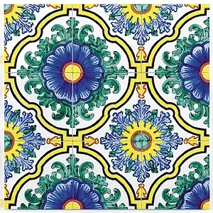 Background tile, Color multicolor, Style handmade, Majolica, 20x20 cm, Finish semi-gloss